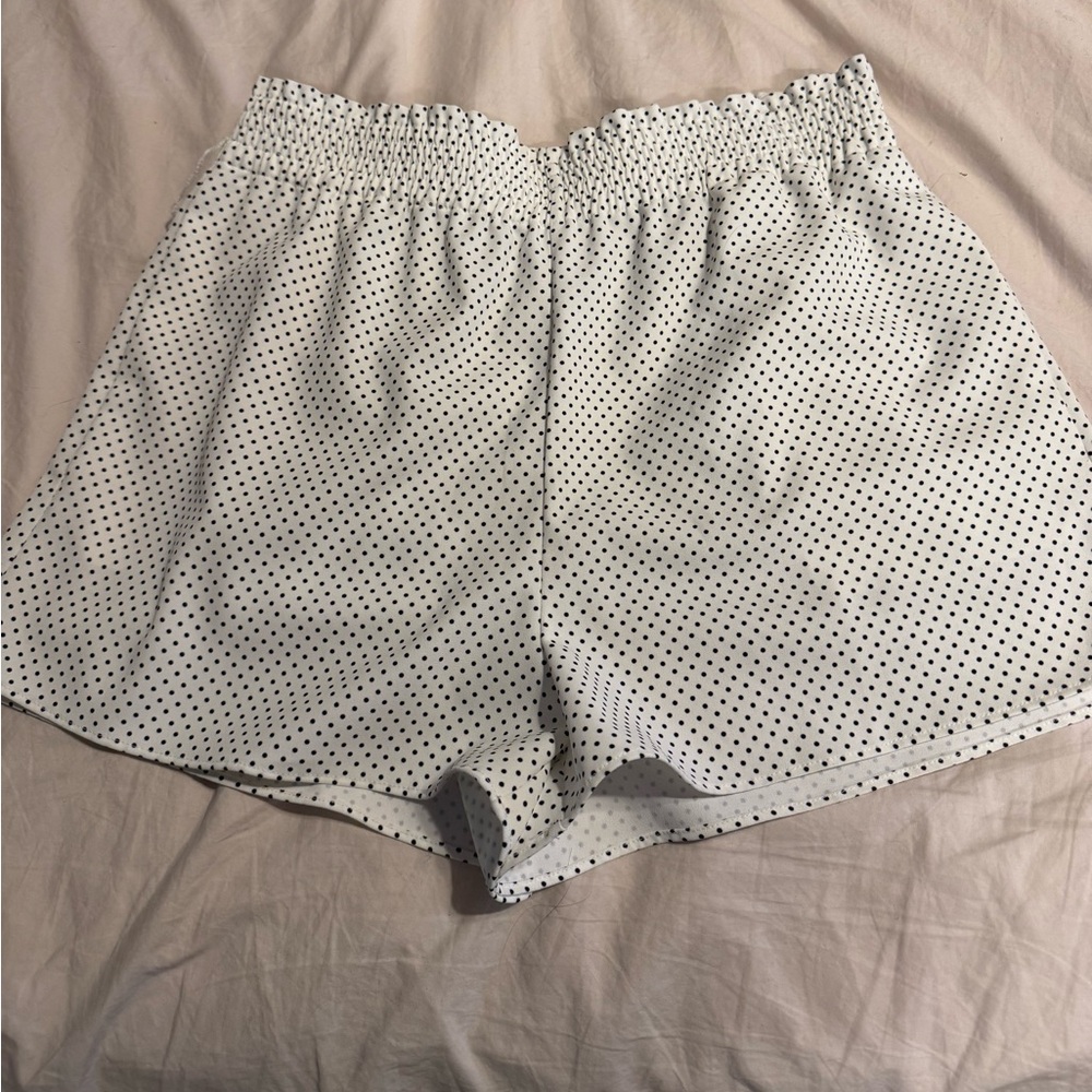 Alice + Olivia White Polka Dot High-Waist Shorts